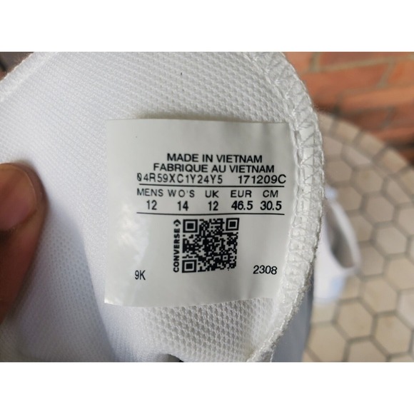 Men's CONVERSE Canvas 2in Platform CHUCK TAYLOR ALL STAR WHITE SNEAKERS Size 12 - Picture 14 of 14